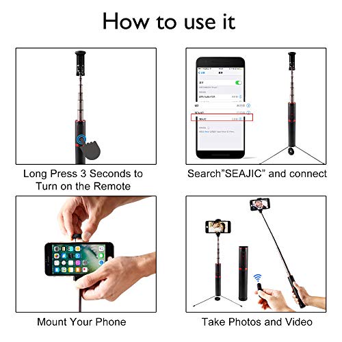 Bluetooth Selfie Stick Mini Tripod 3 in 1 Monopod Selfie Stick Bluetooth Wireless Remote Shutter for Android & iPhone
