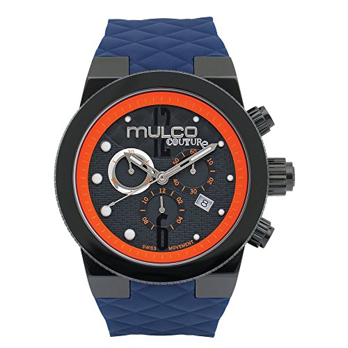 MULCO Men's 'Couture' Swiss Quartz Stainless Steel and Silicone Casual Watch, Color:Blue (Model: MW5-2552-304)