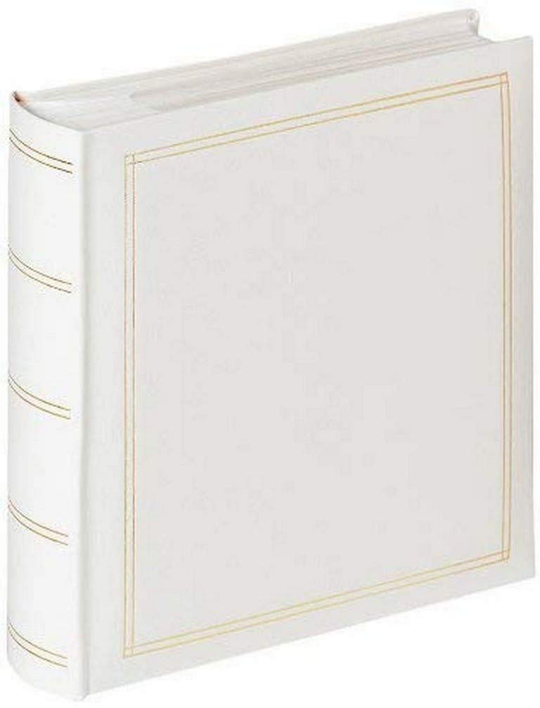 walther Design Photo Album White 200 Photos 10 x 15 cm Memo Slip-in Album Imitation Leather with Embossing, Monza ME-138-W