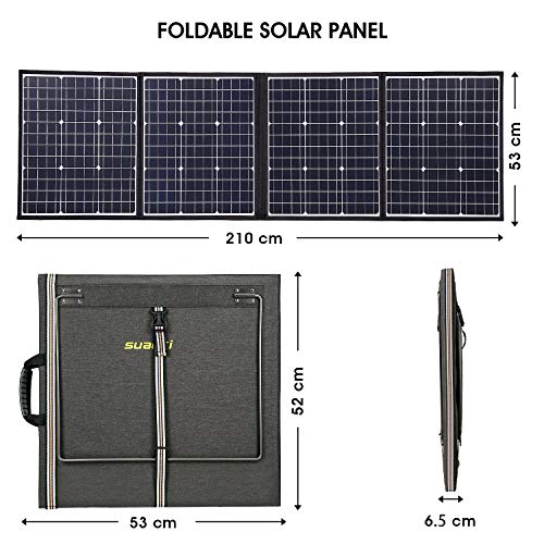 SUAOKI Solar Charger 160W Solar Panel Kit Compatible S270/G500/PS5B/S200 Power Station Generator and ROCKPALS 300W Portable Generator, Solar Car Battery Charger for Motorcycle RV Boat