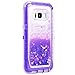 Galaxy S8 Plus Case, Dexnor Glitter 3D Bling Sparkle Flowing Liquid Case Transparent 3 in 1 Shockproof TPU Silicone Core + PC Frame Case Cover for Samsung Galaxy S8 Plus - Purple