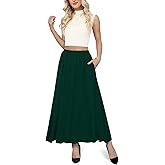Yincro Womens Maxi Skirt Casual Flowy Elastic High Waist Long Skirts with Pockets