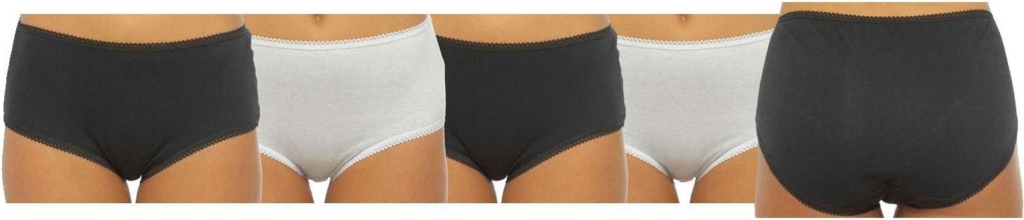 NEW 5 PACK LADIES COTTON MIDI BRIEFS