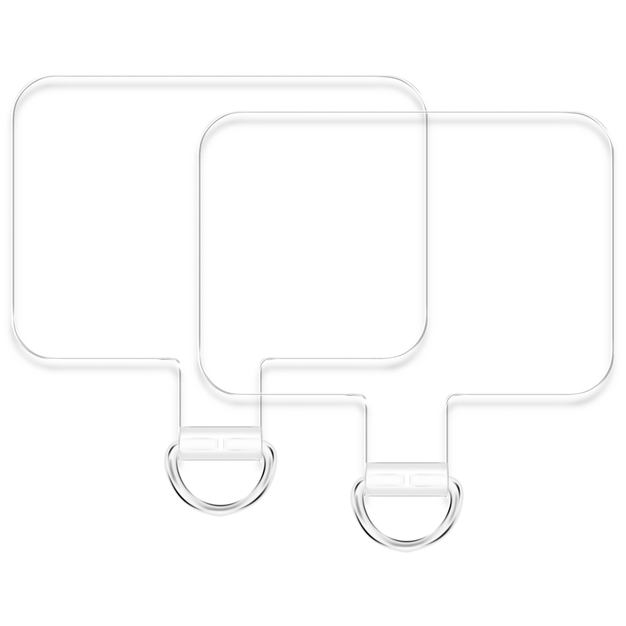 TACOMEGE 2pcs Transparent Phone Tether Tabs for Clear Phone Cases, Cell Phone Tether Replacement for iPhone Smartphone Case (Square Type - Silver Buckle)
