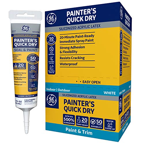 GE Painter's Quick Dry Siliconized Acrylic Latex Caulk, White, 5.5oz - Thumbnail 2
