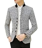 Ouye Men's Stand Collar Light Gray Casual Jacket