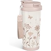 SANDJEST Floral Tumbler Stainless Steel 2-in-1 Lid Coffee Tumbler 18 oz, Insulated Travel Mug Gift for Women Teen Girls, Birthday Christmas