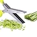 Besiva Herb Scissors Stainless Steel,Multipurpose Kitchen Shear with 5 Blades with Cleaning Brush (Onion green)