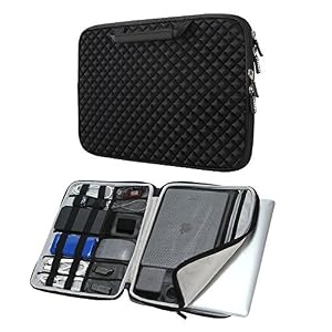 Image of iCozzier 13-13.3 Inch Diamond Foam Laptop Sleeve Shock Resistant Electronics Accessories Storage Briefcase for Ultrabook/Notebook/MacBook - Black