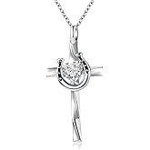 AENEAS Valentines Day Gifts for Women Cross Necklace for Women Sterling Silver Cross Pendant Necklace Lucky Horseshoe Jewelry Anniversary Birthday Gift for Wife Mom Her