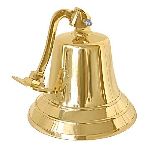 Nautical Cove Solid Brass Ships Bell 8" Tall and Wall Mountable - Clear Ring for Indoor and Outdoor Use - Thumbnail 4