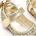 YING LAN Girl Round-Toe Sparkle Bowknot Ballet Ballerina Flat Shoes Gold