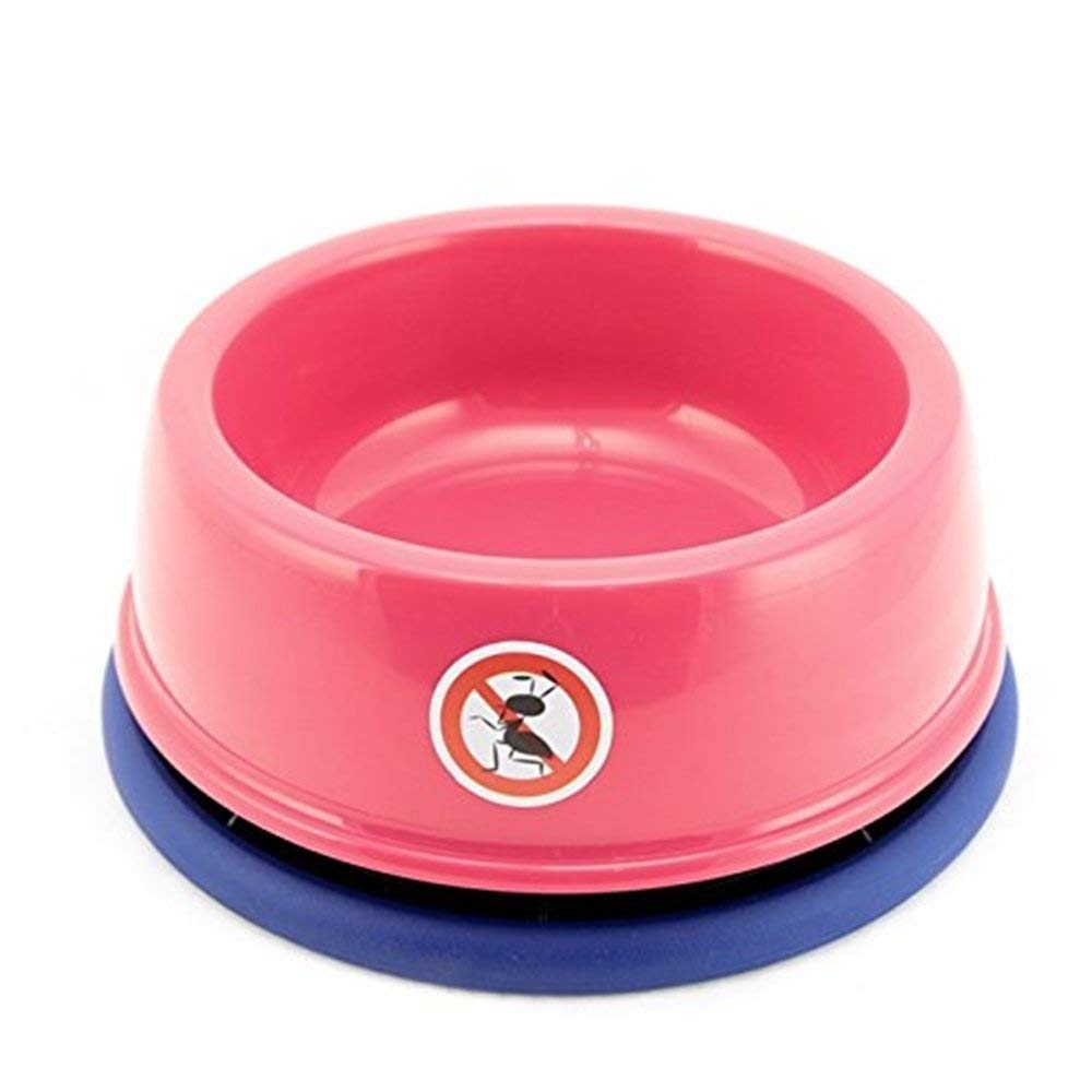4UtoShop DYL No Ant Pet Bowl SizeM/L (8oz/24Oz) Plastic with Non-Skid Rubber and Unique Design Moat Suitable for Puppy Small Sized Dogs and Cats (L, Pink)
