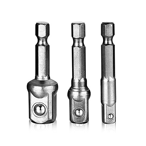 Xilko 3pc set Socket bit Extension Bar Hex Shank Adapter Drill Nut Driver Power Drill Bit Automotive DIY repair tools kit Set 1/4" 3/8" 1/2"