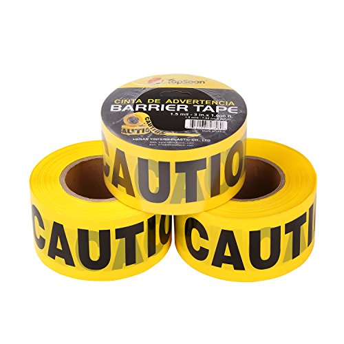 TopSoon CAUTION Tape Roll 3-Inch Wide x 1000-Feet Long Bright Yellow Barrier Tape Construction Tape Halloween Party Tape