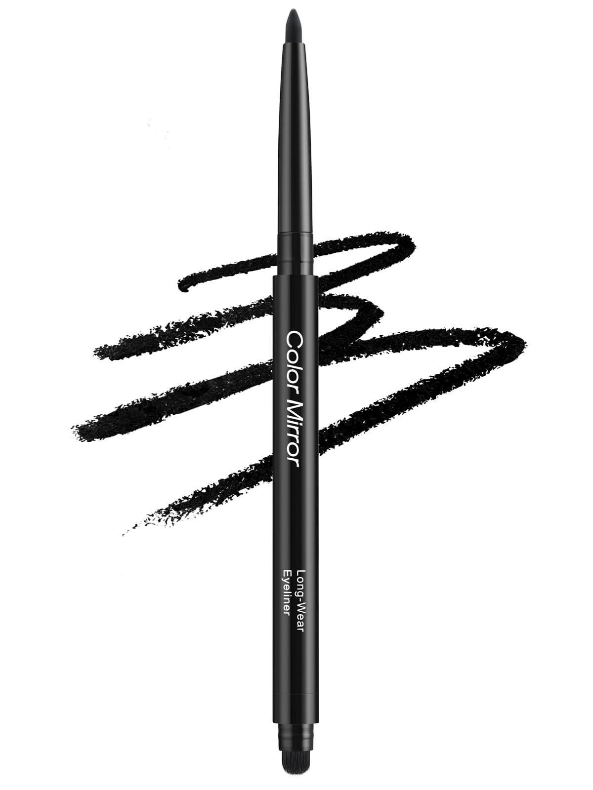 Photo 1 of Color Mirror Smudge Proof Eyeliner, Waterproof Retractable Eye liner with Brush, Matte and Shimmer Eyeliner Pencil, Creamy Texture, Long lasting & Smooth(01 Black Matte)