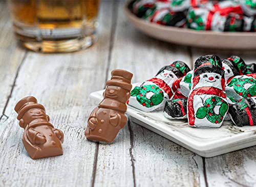 Madelaine Premium Solid Milk Chocolate Snowmen (1 LB) Christmas Party Favors - Candy Stocking Stuffers Holiday Treats - Individually Wrapped In Italian Foils - (One Pound)