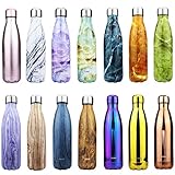 DJSBZ Vacuum Cola Shape Double Walled 18/8 Stainless Steel Bottle Leak-proof Keep Hot & Cold, Travel Sports Personalized Metal Water Bottle,17 Oz (500 ml)