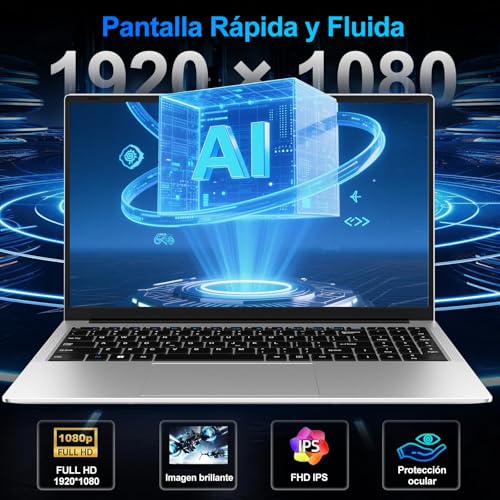 2026 Laptop 15.6 Inch Celeron N5095 Win11 Pro 8GB 256GB SSD | Expansion 1TB 5G WiFi FHD BT4.2 2.9 GHz HDMl USB 3.0 Portable with Wireless Mouse and Spanish Keyboard Membrane - Silver