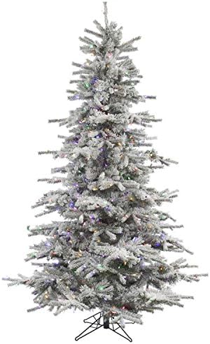 12' Pre-Lit Flocked Sierra Artificial Christmas Tree - Multi-Color LED Lights