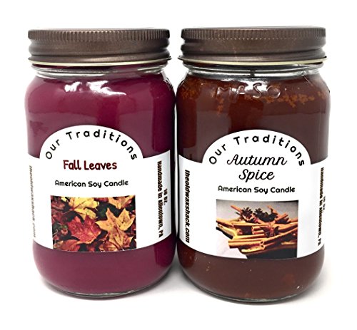 Autumn Candles, Autumn Spice & Fall Leaves (2 Pack, 16 Oz.)