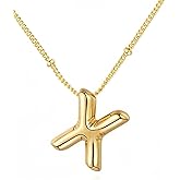Chunyee Bubble Letter Necklace Gold for Women, 18k Gold Initial Necklaces for Women Dainty Letter Necklace With Gift Package, Ideal Jewelry Gifts for Women