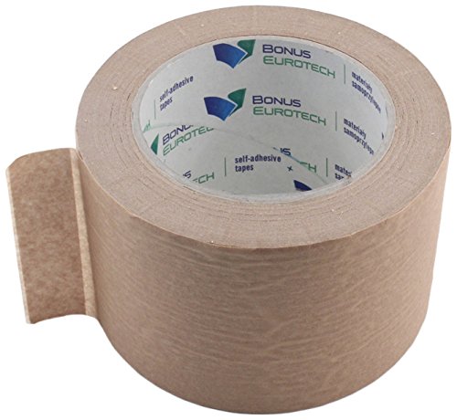 BONUS Eurotech 1BP25.60.0075/050A# Paper Packing Tape, Natural Rubber Based Adhesive, Eco Pack, Width 75 mm, Length 50 m, Total Thickness 0.105 mm, Crepe Paper, Brown