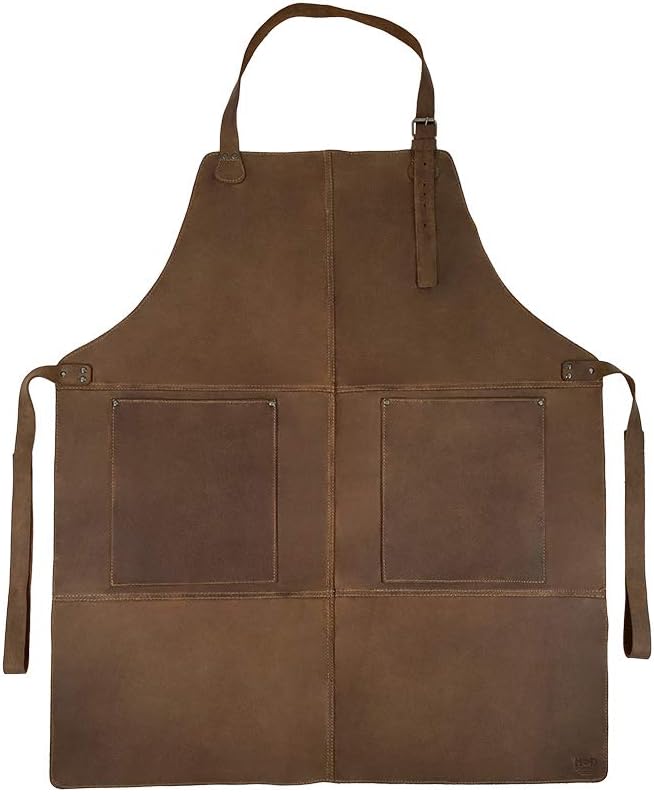 Hide & Drink, Durable Leather Apron, Utility Tool Pockets Adjustable, Butcher Carpenter Blacksmith Heavy Duty Wear, Handmade
