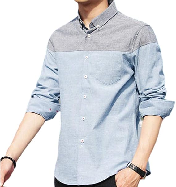 Amazon Habille ハビー メンズ 切り替え 爽やか メンズシャツ ブルー Yシャツ 通勤 カジュアル 大きいサイズ おまけ付 3カラー シャツ 通販