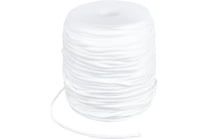 BENECREAT 109.36 Yards Round Nylon Cord, 0.18Inch White Piping Cord with Cotton Insde for Upholstery Pillows Welting Applicat