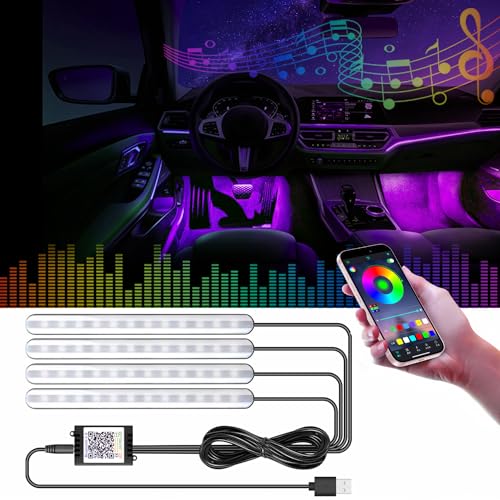 Photo 1 of GZ5CG Car Led Under Dash Light Foot Well Interior RGB, 29 Modes Static/Gradient/Strobe, Music Sync, Timer & App Control, USB 5V, Inside Car Neon Lighting, No Remote