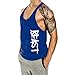InleaderAesthetic Men's Gym Cotton Beast Muscle Stringer Vest-Blue-S