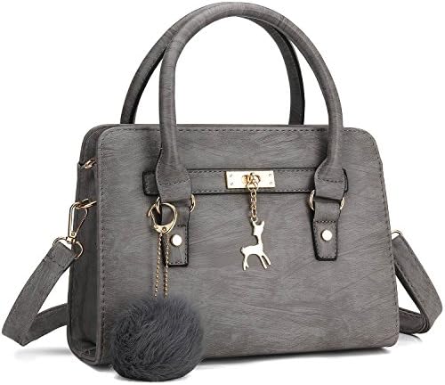 Bagerly Women Fashion PU Leather Shoulder Bags Top-Handle Handbag Tote Bag Purse Crossbody Bag (Grey)