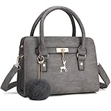 Bagerly Women Fashion PU Leather Shoulder Bags Top-Handle Handbag Tote Bag Purse Crossbody Bag (Grey)