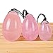 Jeoxi Set of 3 Y-O-N-I Eggs, Natural Rose Quartz Y-O-N-I Jade Eggs Women Exercise Balls Semi-Precious Eggs Gifts Pouch Bag