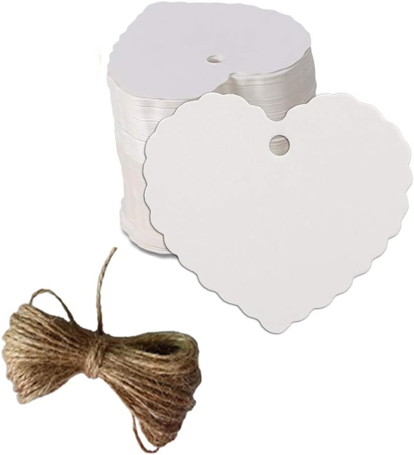 200pc Peach Heart Shape Kraft Paper Tags