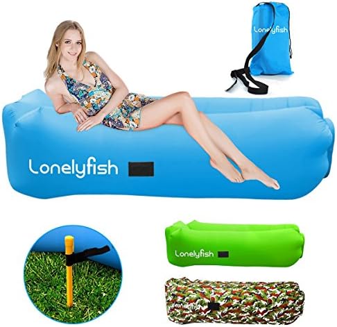 Inflatable Lounger - Waterproof & Leak-Resistant Portable Air Sofa Hammock Ideal Couch For Parties, Pools, Fishing, Traveling, Backyard, Park, Camping, Beach, Support Weight up to 551lbs (Blue)