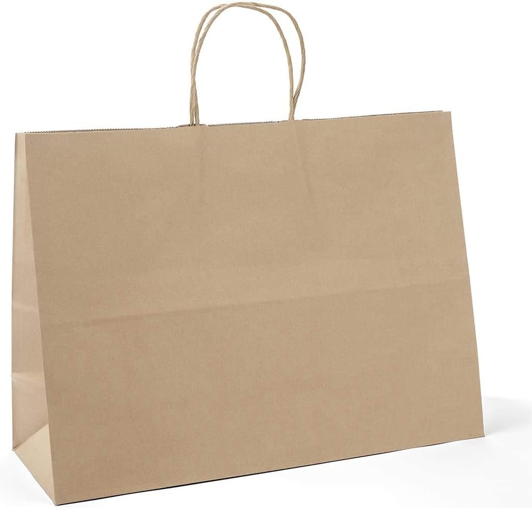 Switory Large Gift Bags,25 Pcs Brown Shopping Paper Bags and Party Bags with Handles for Party Favor Christian Day,Thanksgiving Day,Christmas,16x6x12 Inch