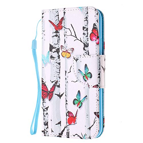 Herzzer Wallet Case for iPhone Xs Max,Strap Leather Case for iPhone Xs Max, Premium Ultra Slim Colorful Butterfly Pattern Magnetic PU Leather Stand Card Slot Cover with Soft Rubber - Thumbnail 2