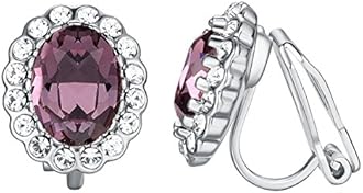 YoursfsClip On Earrings for Women Platinum Plated Vintage Crystal Invisible Rhinestone Earrings Non Pierced