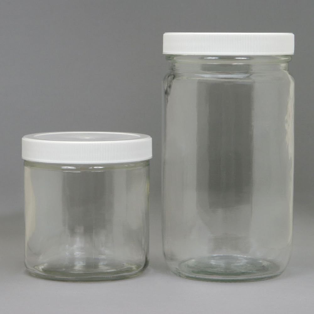 Wheaton Redi-Pak Clear Straight-Sided Jars with Caps, 500 mL, Case of 12