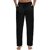 SWOMOG Men's Satin Silk Pajama Pant Long Pj Bottoms Soft Lounge Sleep Pants with Pockets