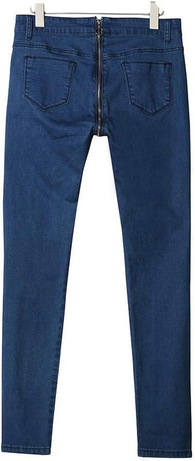 Women Back Zipper Pencil Stretch Denim Jeans Pants Skinny High Waist Trousers