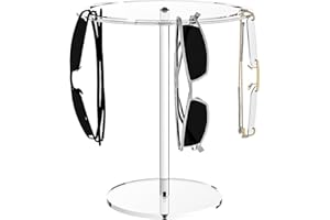 Ausalivan Sunglasses Holder Stand 360 Rotating, Eyeglasses Display Rack,Eyewear room Tabletop Glasses Storage Organizer (Acrylic, Round)