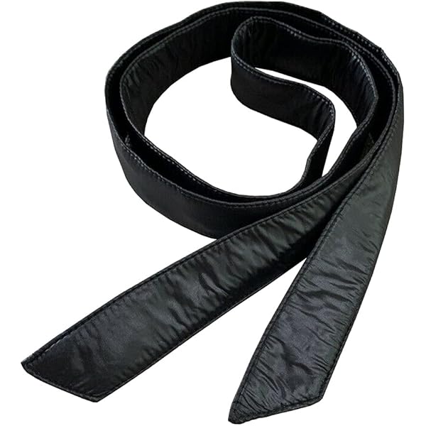 LANOBA Women Cotton Puffer Ribbon Sash Belt Waistband Black