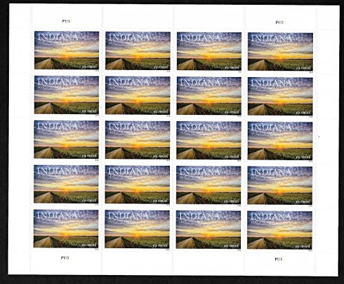 Indiana Statehood 2016 Issue Sheet of 20 Forever Stamps Scott 5091 By USPS