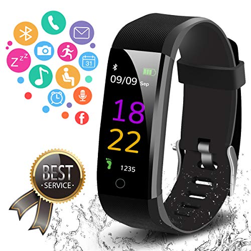Fitness Tracker,Activity Tracker Fitness Watch with Heart Rate Monitor Color Screen,Waterproof Fitness Tracker Watch with Step Counter,Calorie Counter,Pedometer for Kids Women Men Android iOS (Black)