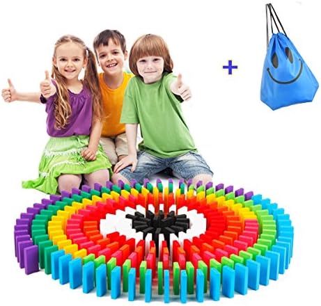 360pcs Wooden Domino Blocks Set 12 color,Toy for Kid's Intelligence Education and Development, Building Game, Stacking Toy with bag