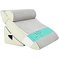 TokSay Orthopedic Bed Wedge Pillow Set - Adjustable Memory Foam for Post-Surgery Neck and Back Pain Relief Heartburn Acid Reflux Reading Sleeping Support (Light Gray)
