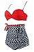 COCOSHIP Retro Polka Dot Twisted Front High Waisted Bikini Set Tie Belt Vintage Ruched Swimsuit(FBA)
